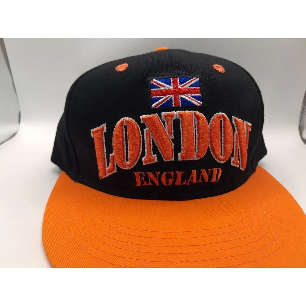 London England Great Britain Awnhill Orange and Black Snapback Hat